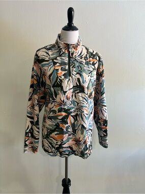 Sport Savvy Printed Quarter-Zip Pullover Sweater in Multi Floral